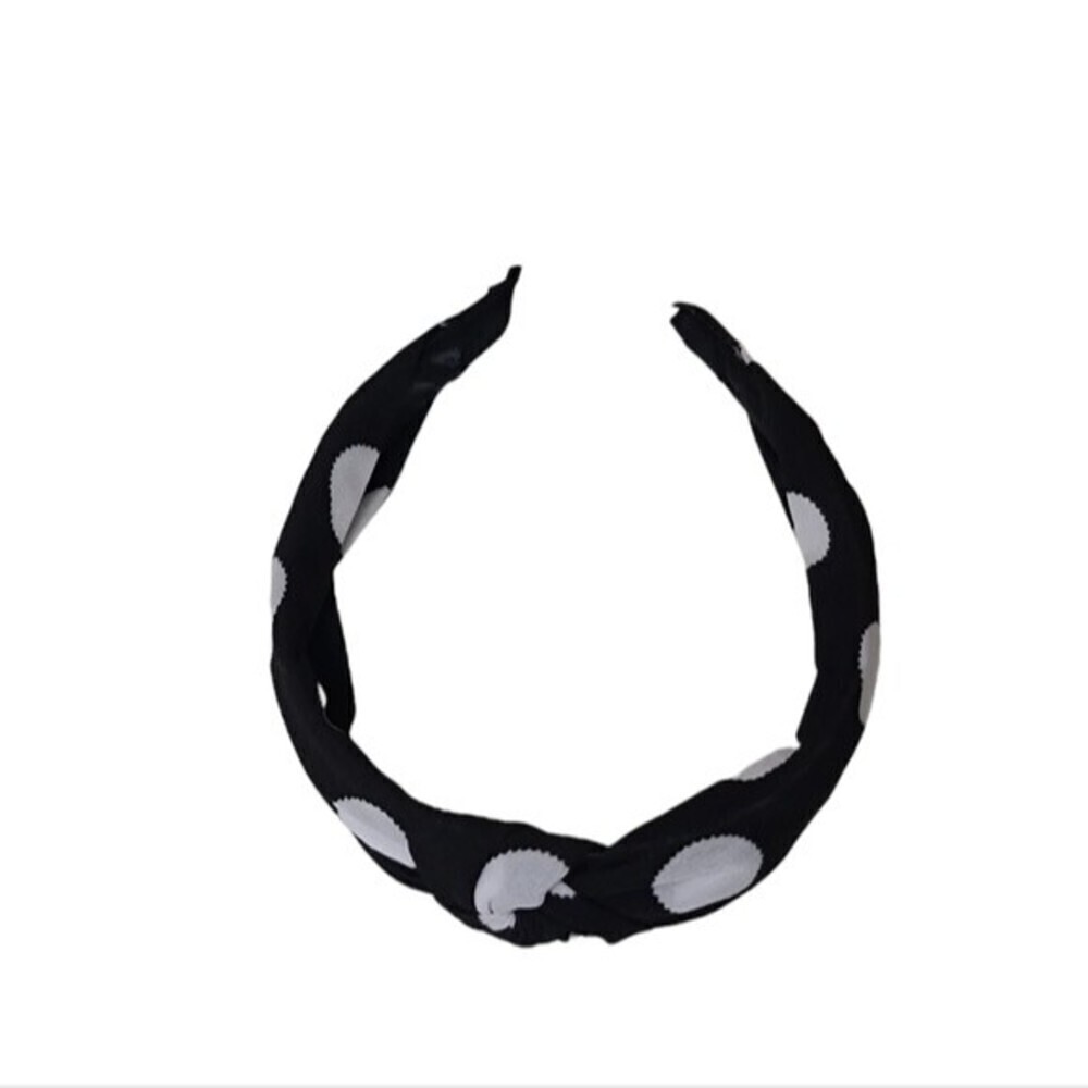 Knot Black White Big Polka Dot Print Headband NEW - Picture 4 of 5